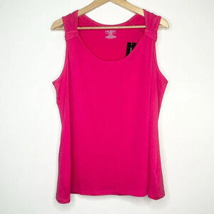 NWT Lane Bryant Bright Pink Sleeveless Tank Top Plus Size 14/16 Scoop Neck